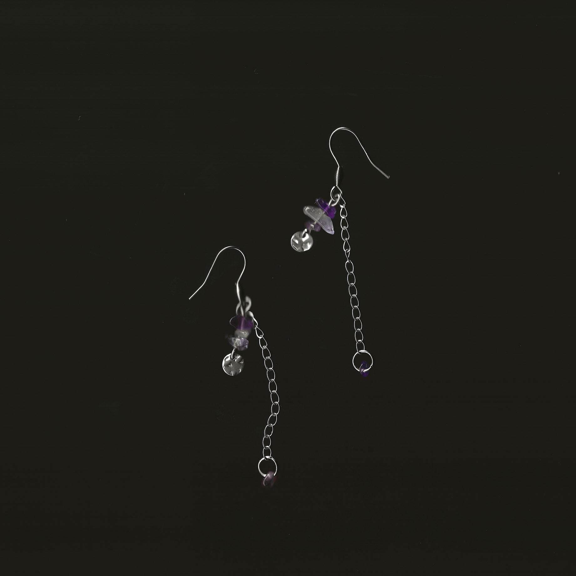 boucles d'oreilles en pierre naturelle et acier inoxydable