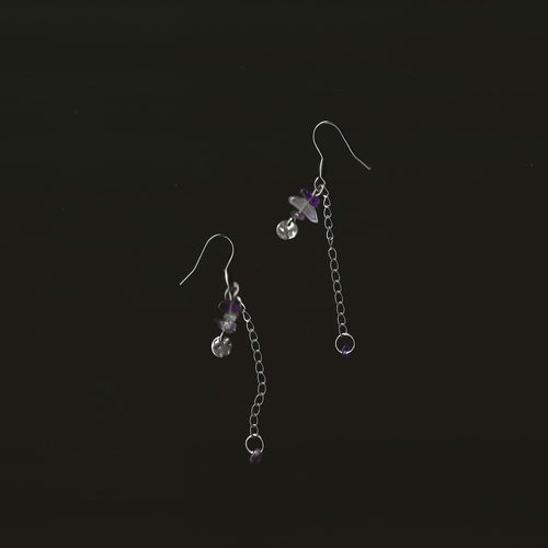 boucles d'oreilles en pierre naturelle et acier inoxydable