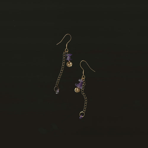 boucles d'oreilles en pierre naturelle et acier inoxydable