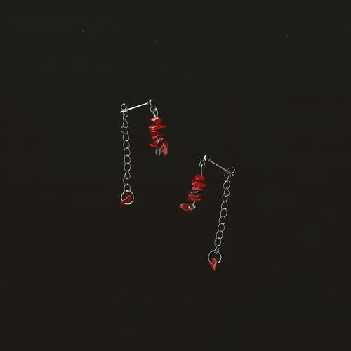 boucles d'oreilles en pierre naturelle et acier inoxydable