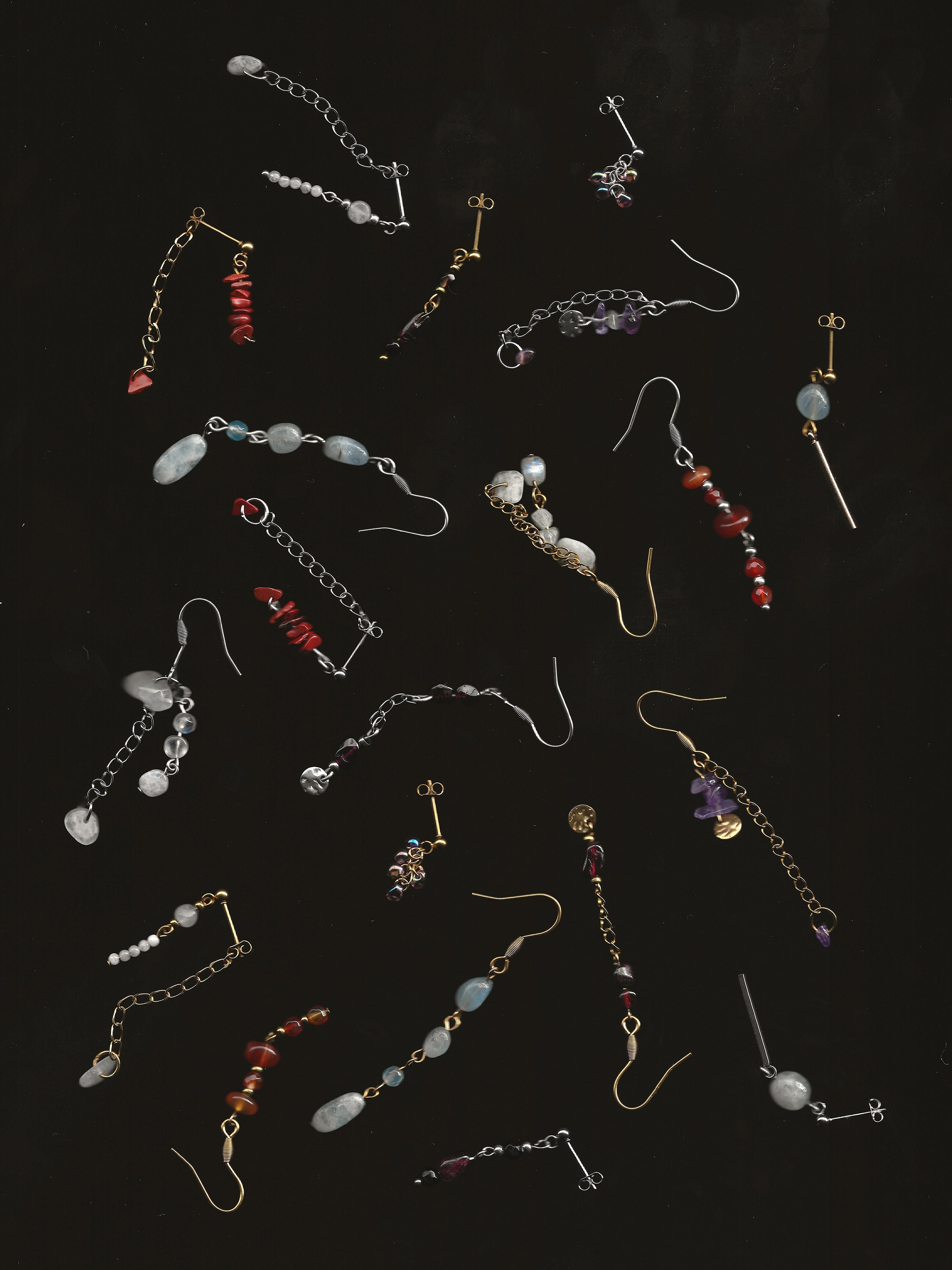 boucles d'oreilles en pierre naturelle et acier inoxydable