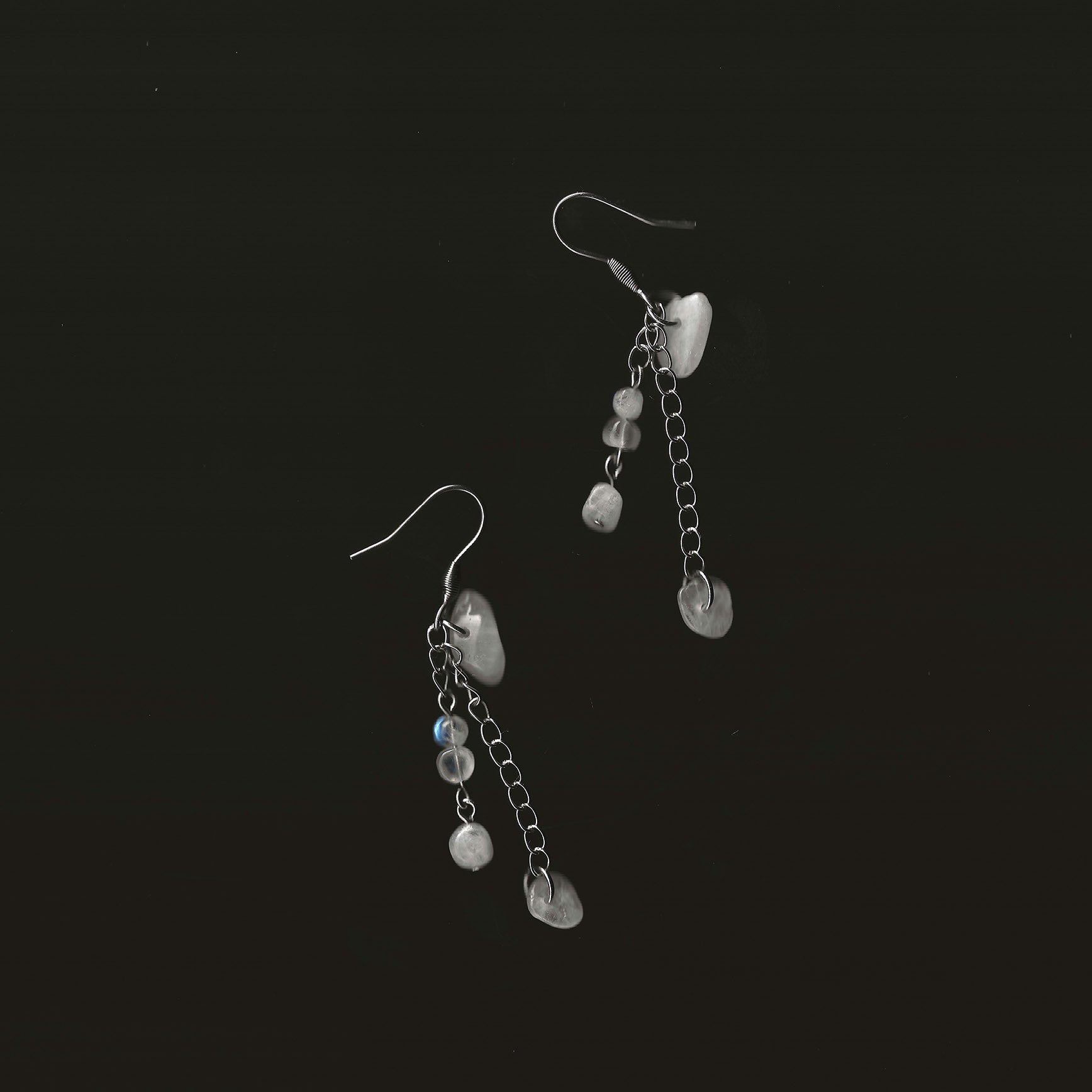 boucles d'oreilles en pierre naturelle et acier inoxydable