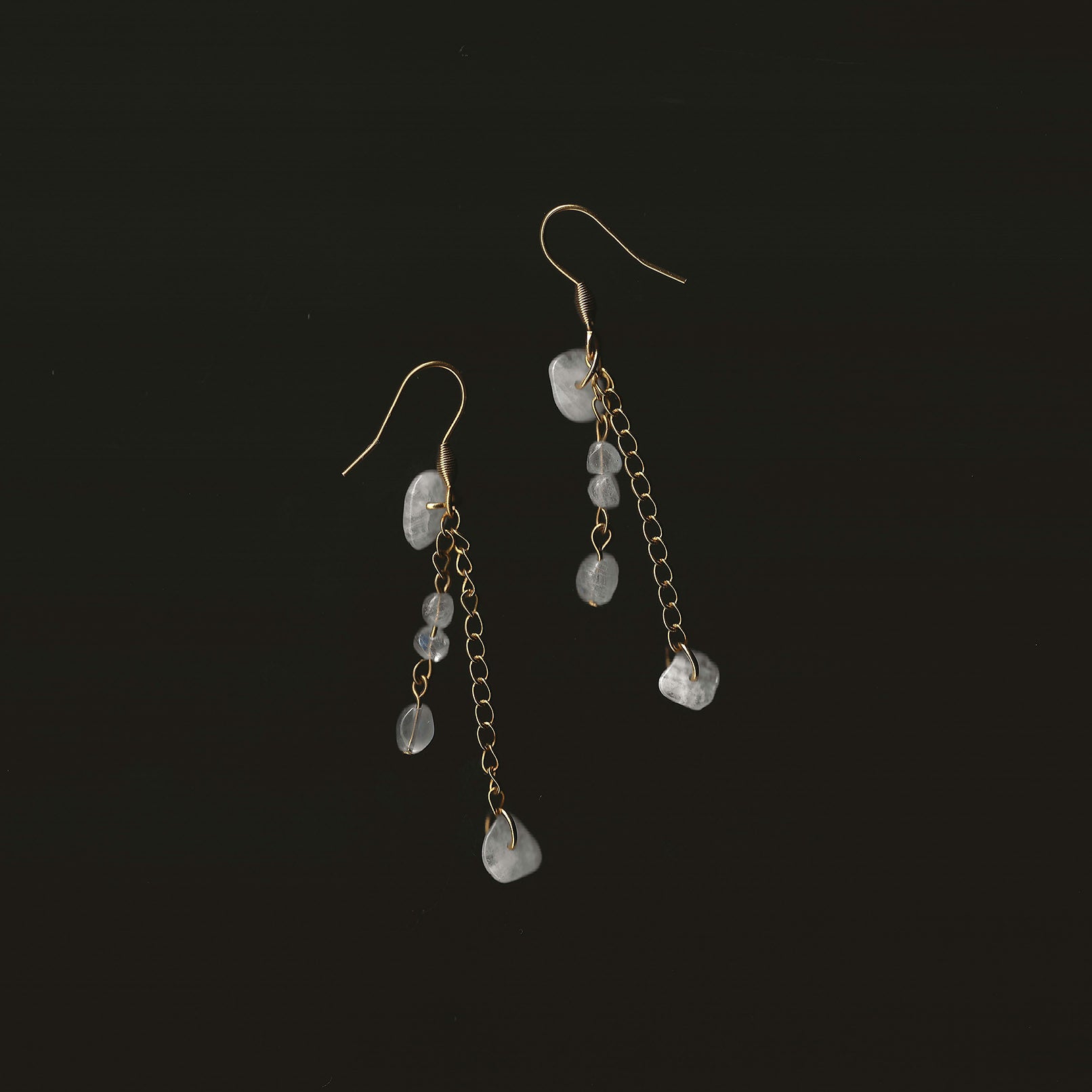boucles d'oreilles en pierre naturelle et acier inoxydable
