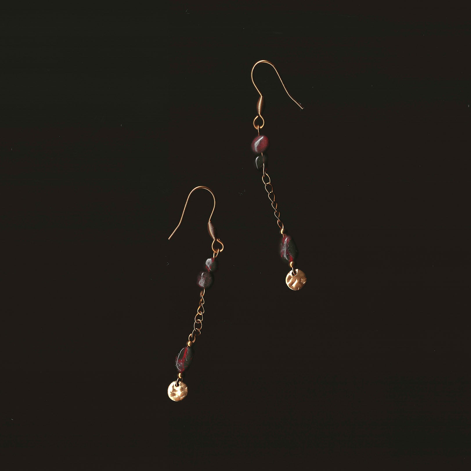 boucles d'oreilles en pierre naturelle et acier inoxydable