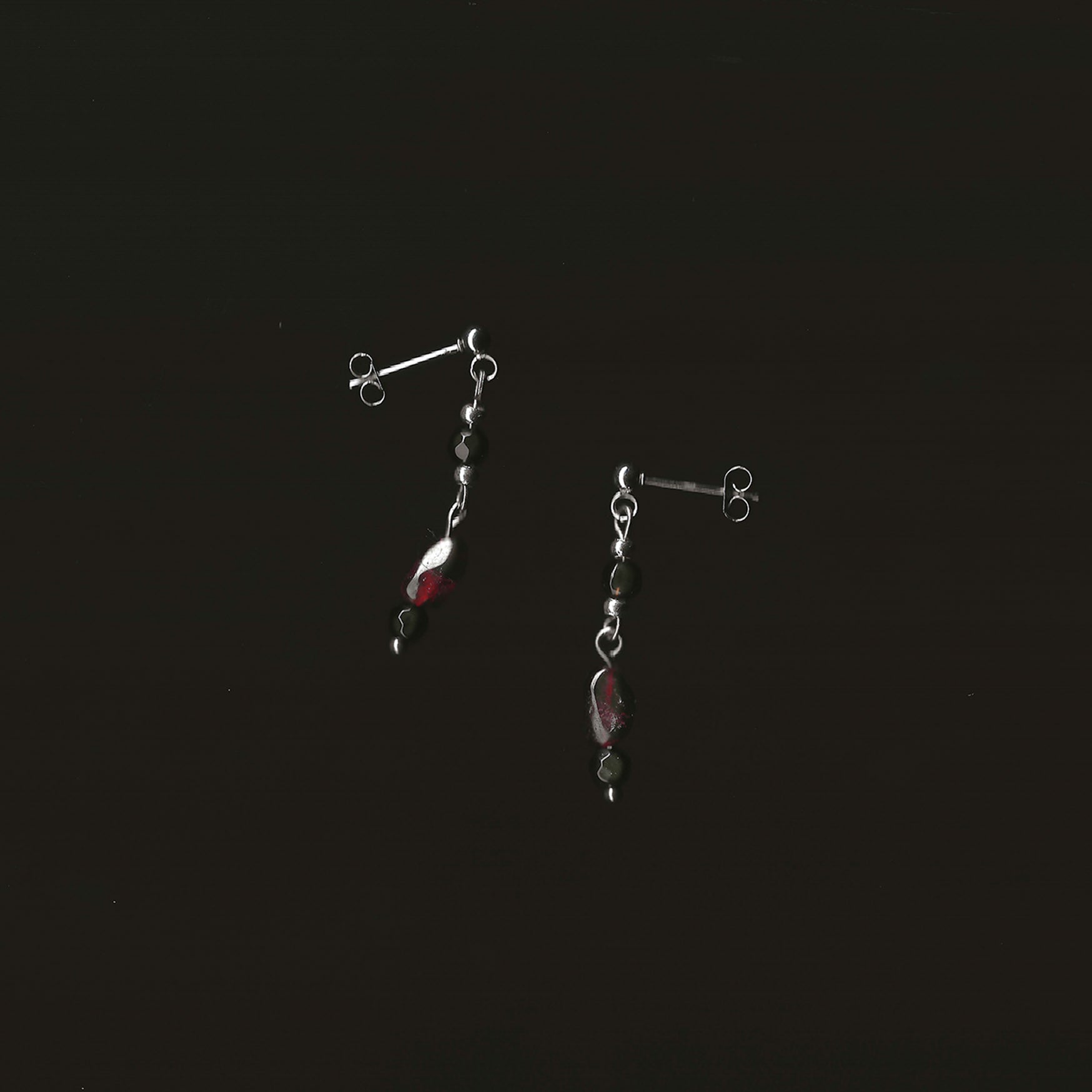 boucles d'oreilles en pierre naturelle et acier inoxydable