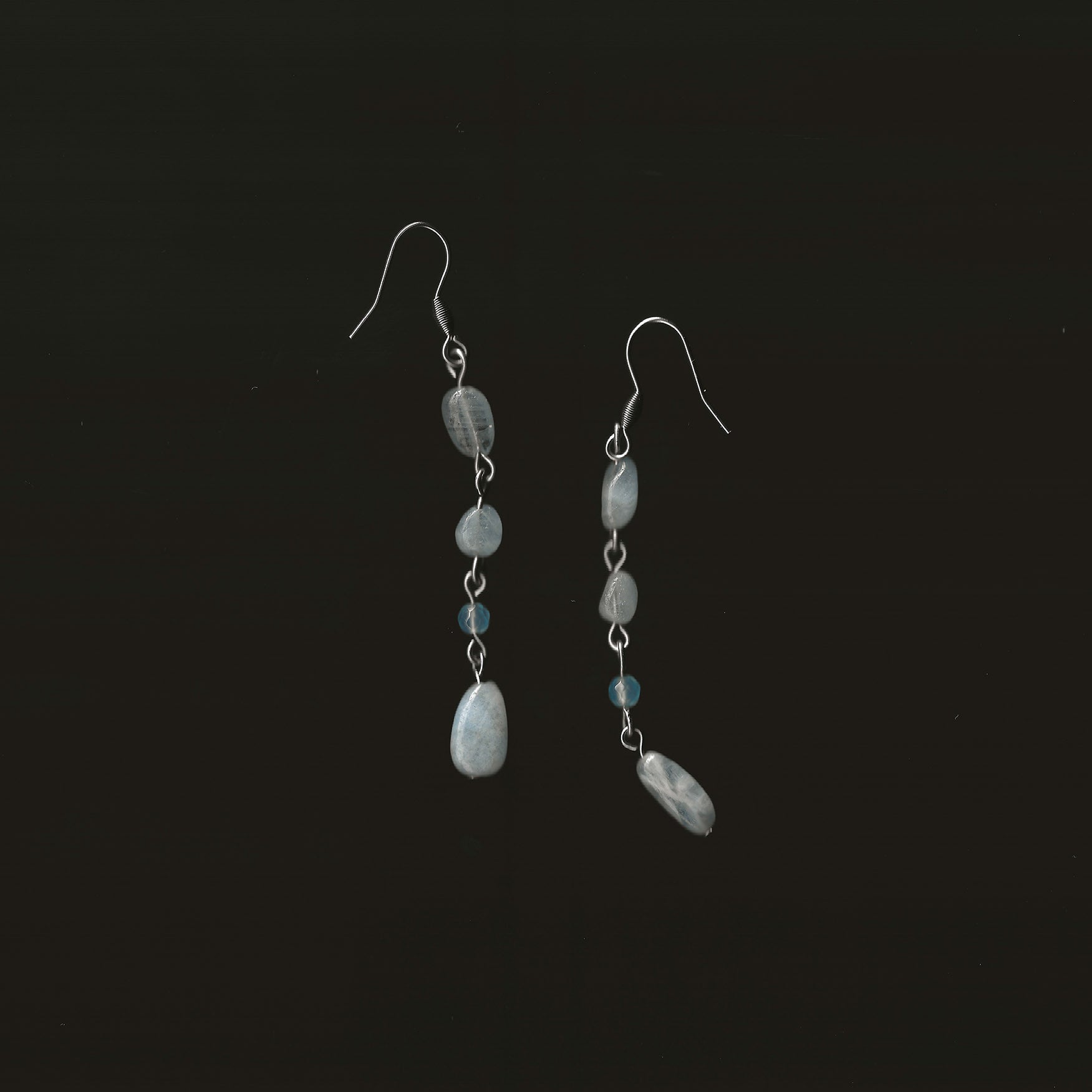 boucles d'oreilles en pierre naturelle et acier inoxydable
