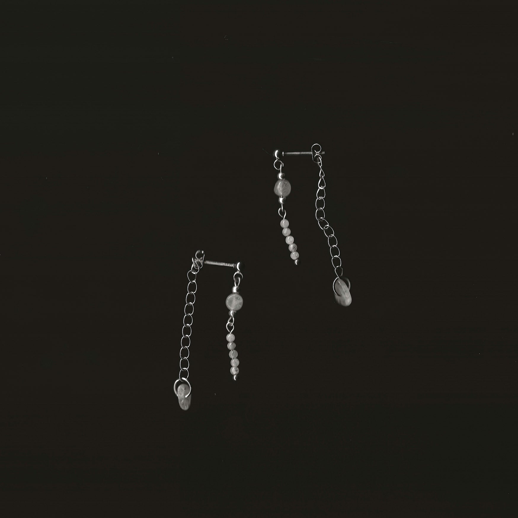 boucles d'oreilles en pierre naturelle et acier inoxydable