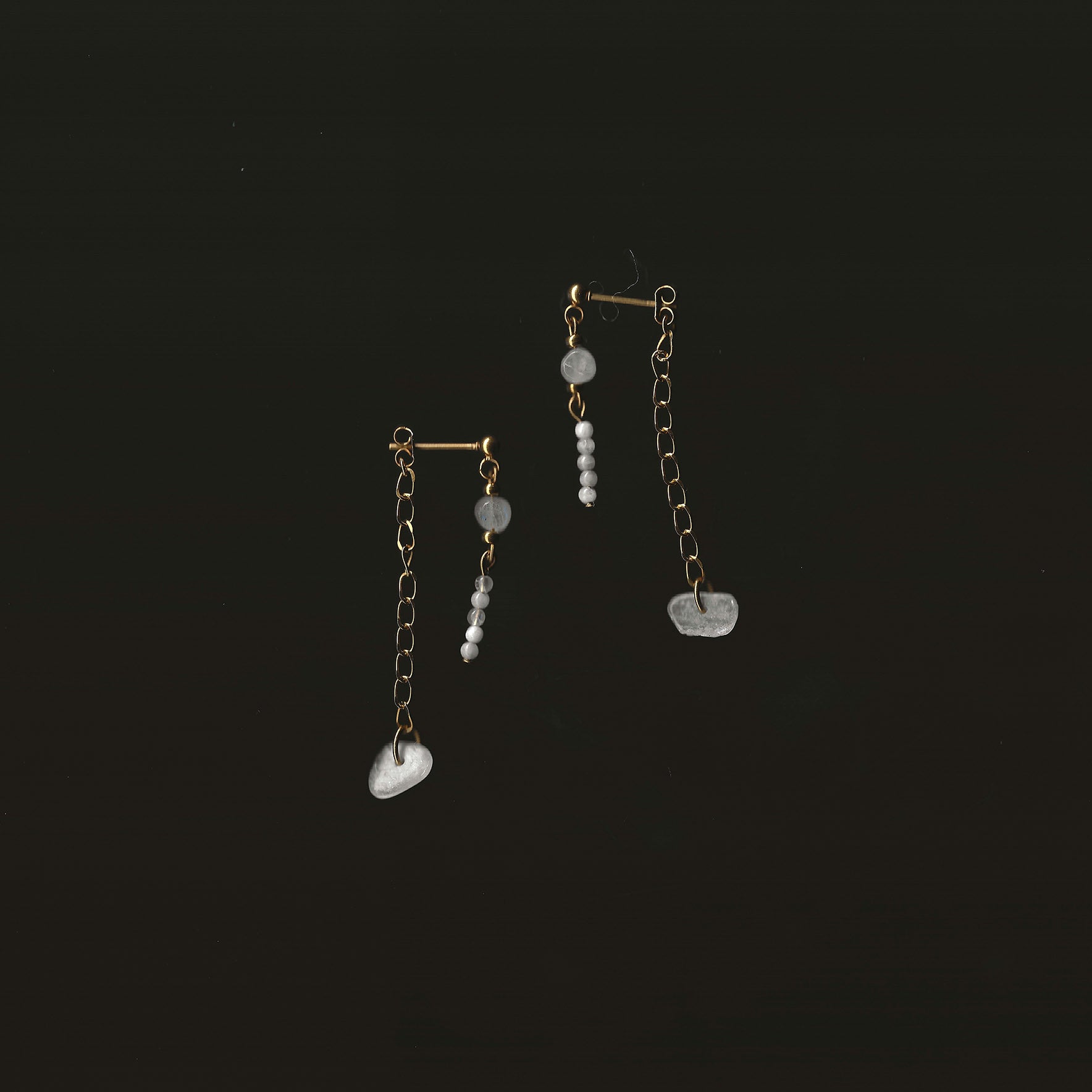 boucles d'oreilles en pierre naturelle et acier inoxydable