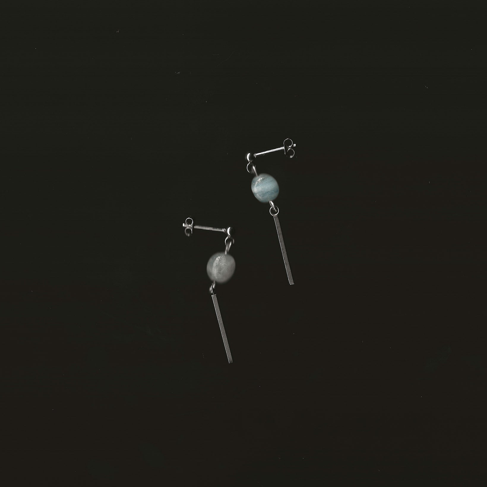 boucles d'oreilles en pierre naturelle et acier inoxydable