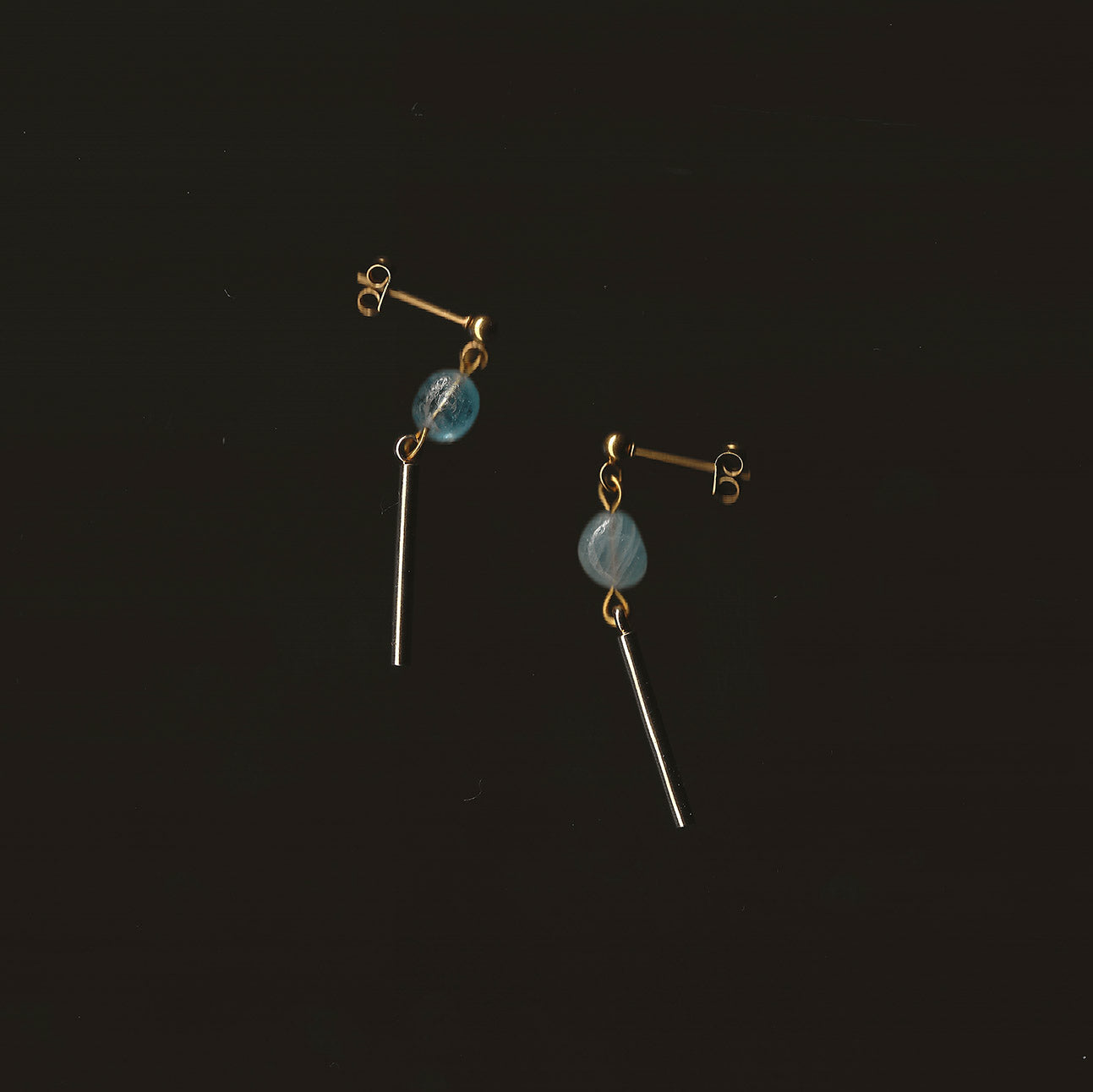 boucles d'oreilles en pierre naturelle et acier inoxydable