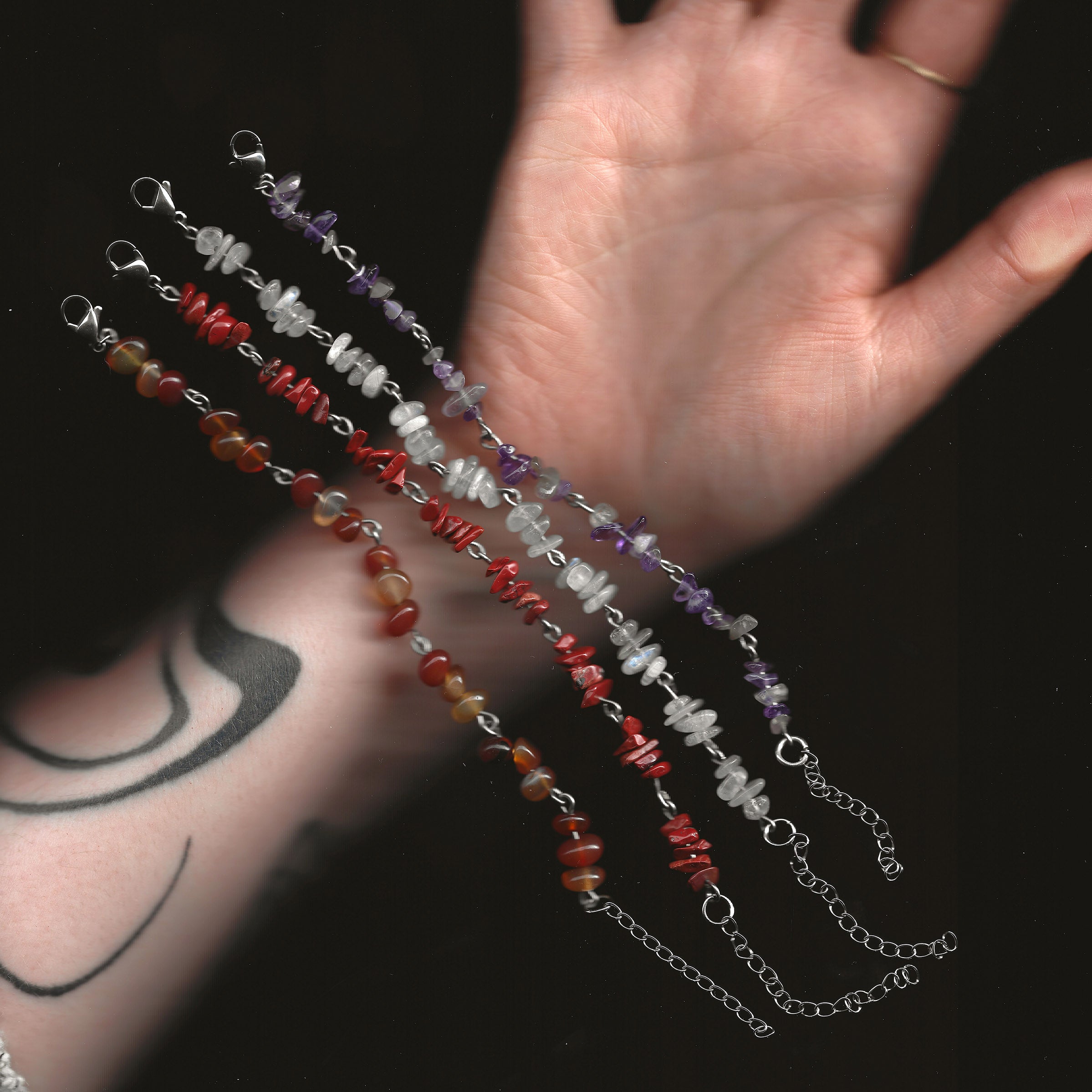 bracelet en pierre naturelle et acier inoxydable