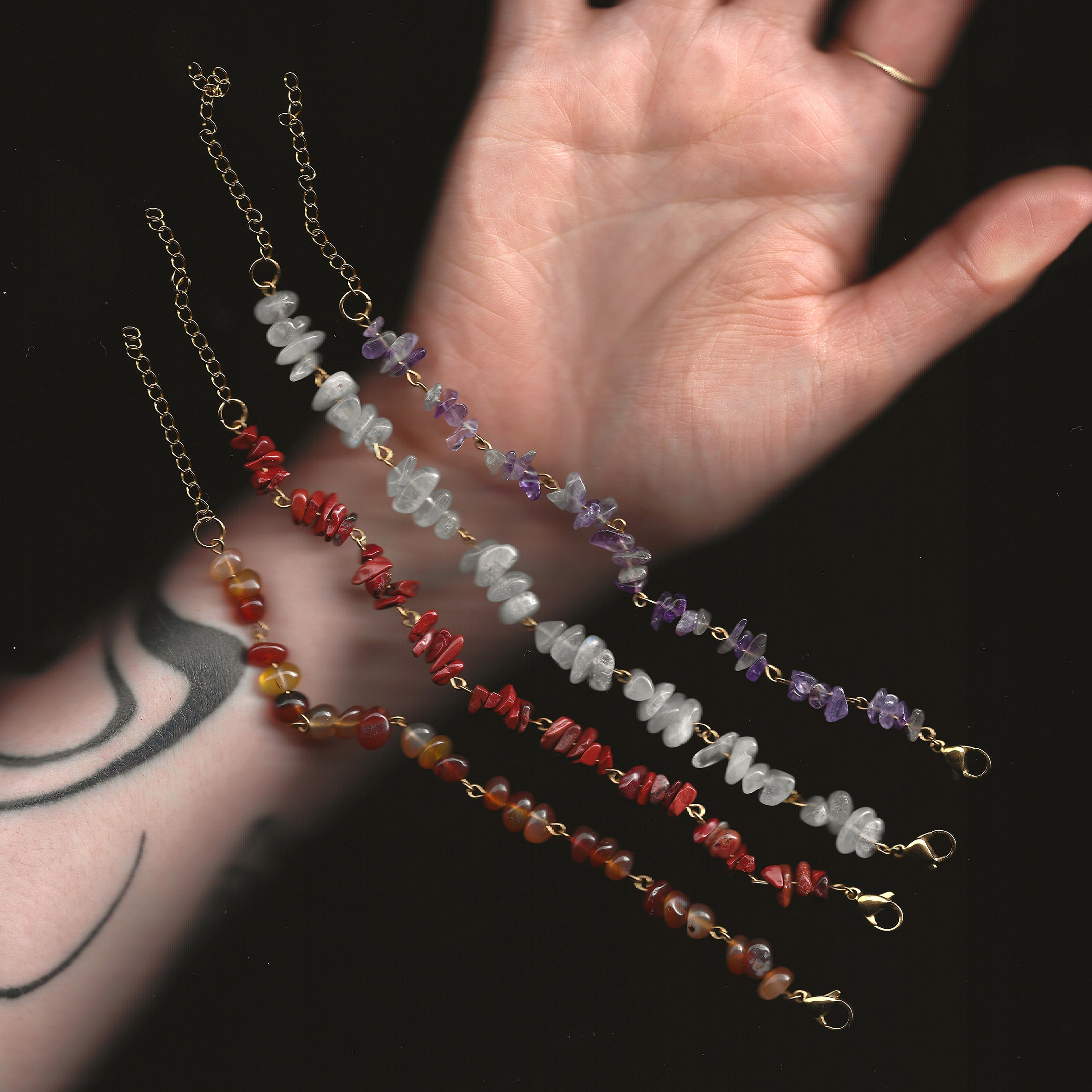 bracelet en pierre naturelle et acier inoxydable