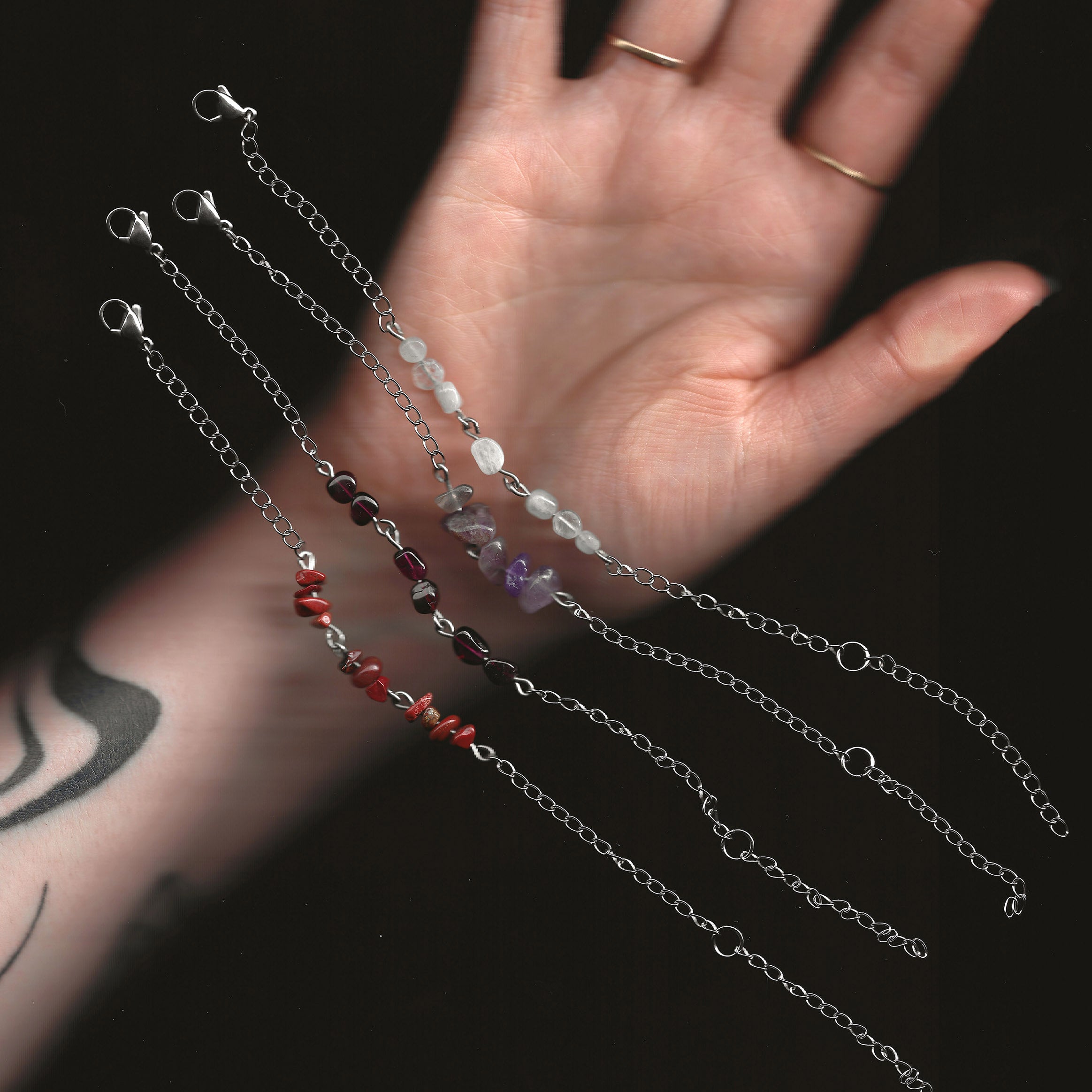 bracelet en pierre naturelle et acier inoxydable