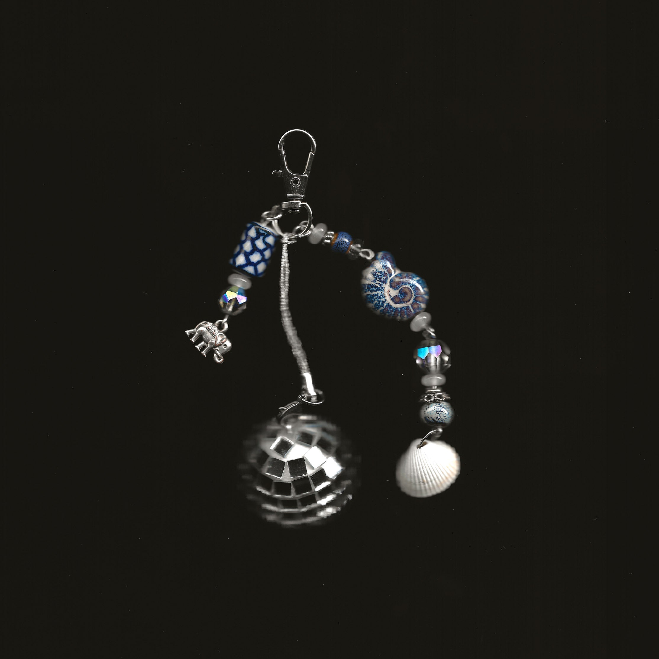 porte cle boule disco bleu