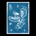 cyanotype d'un oiseau en vol