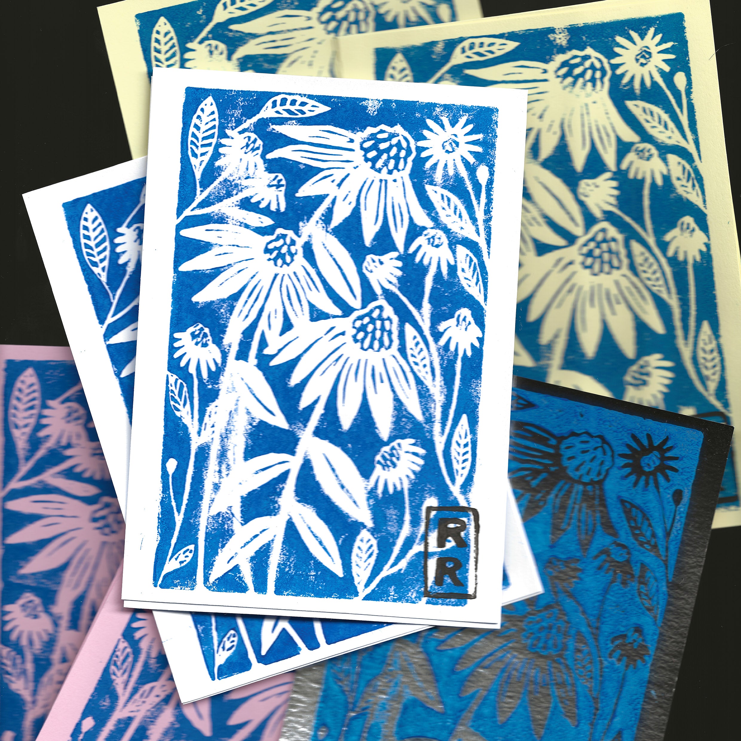 illustration marguerite imprimé en bleu