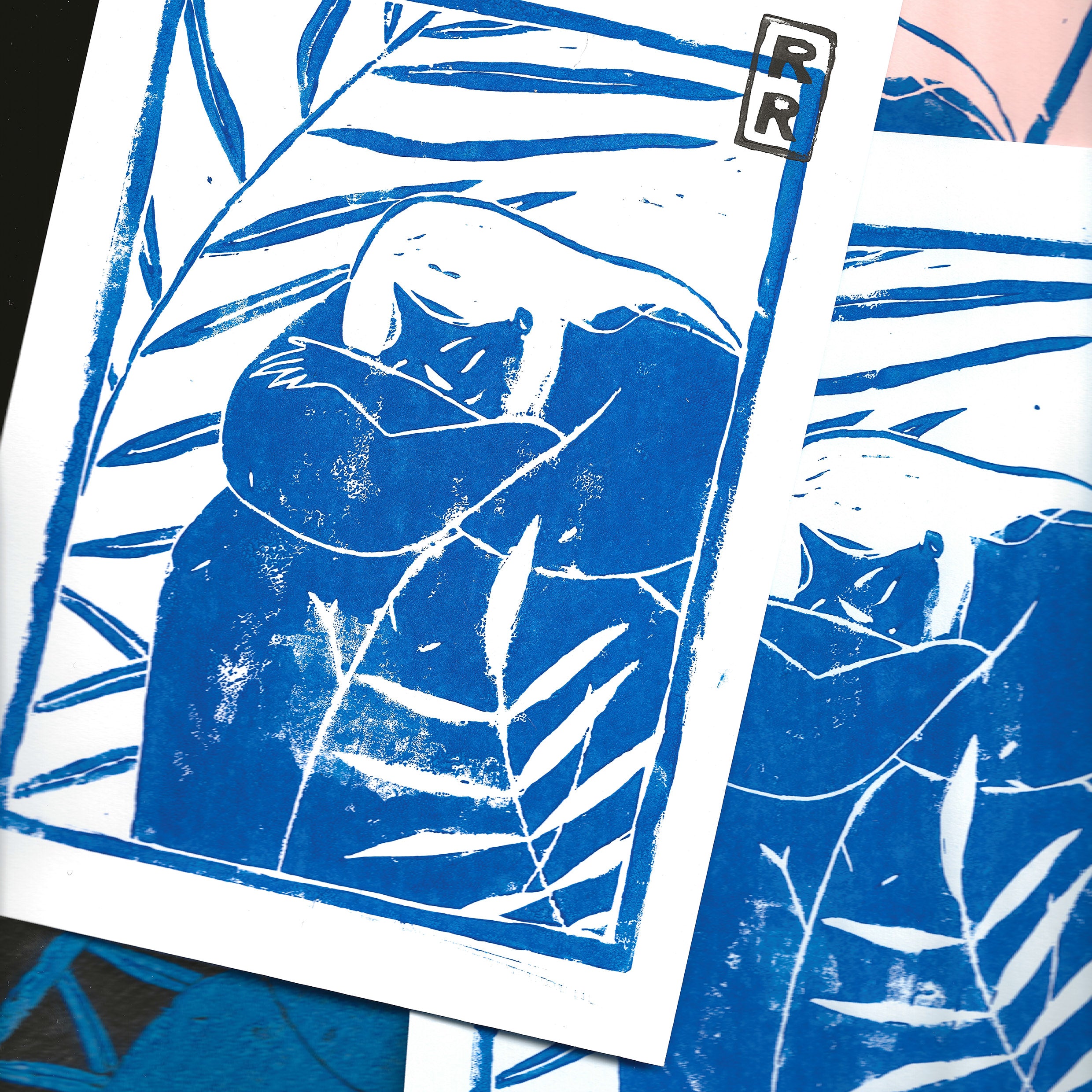 illustration sérénité imprimé en bleu