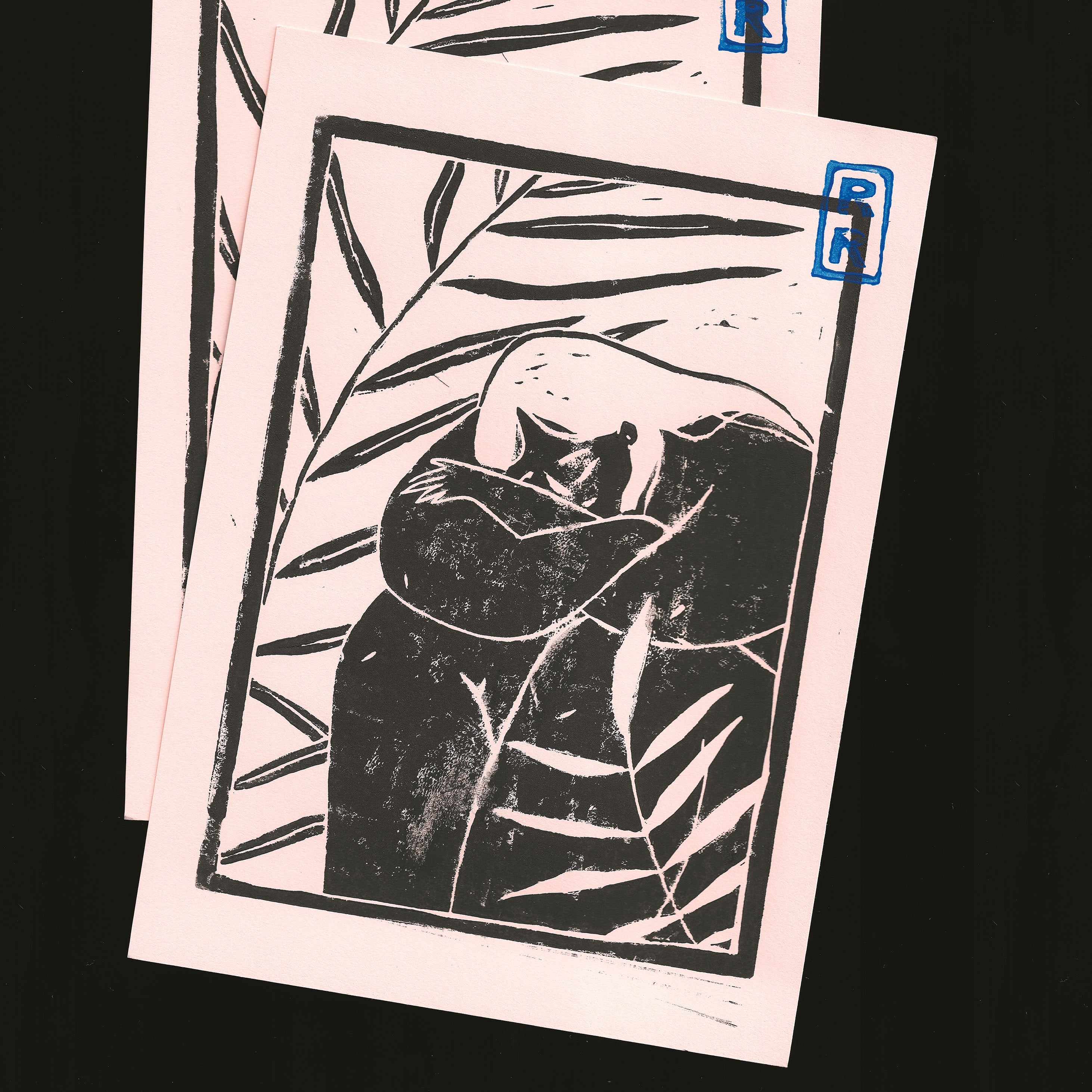 illustration sérénité imprimé en noir sur fond saumon