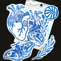 lot de stickers imprimé en bleu